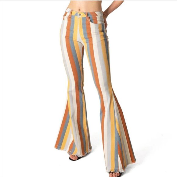 Saints & Hearts Denim - Saints & Hearts Women's Retro Amplified Stripe Flare Jeans - 2XL